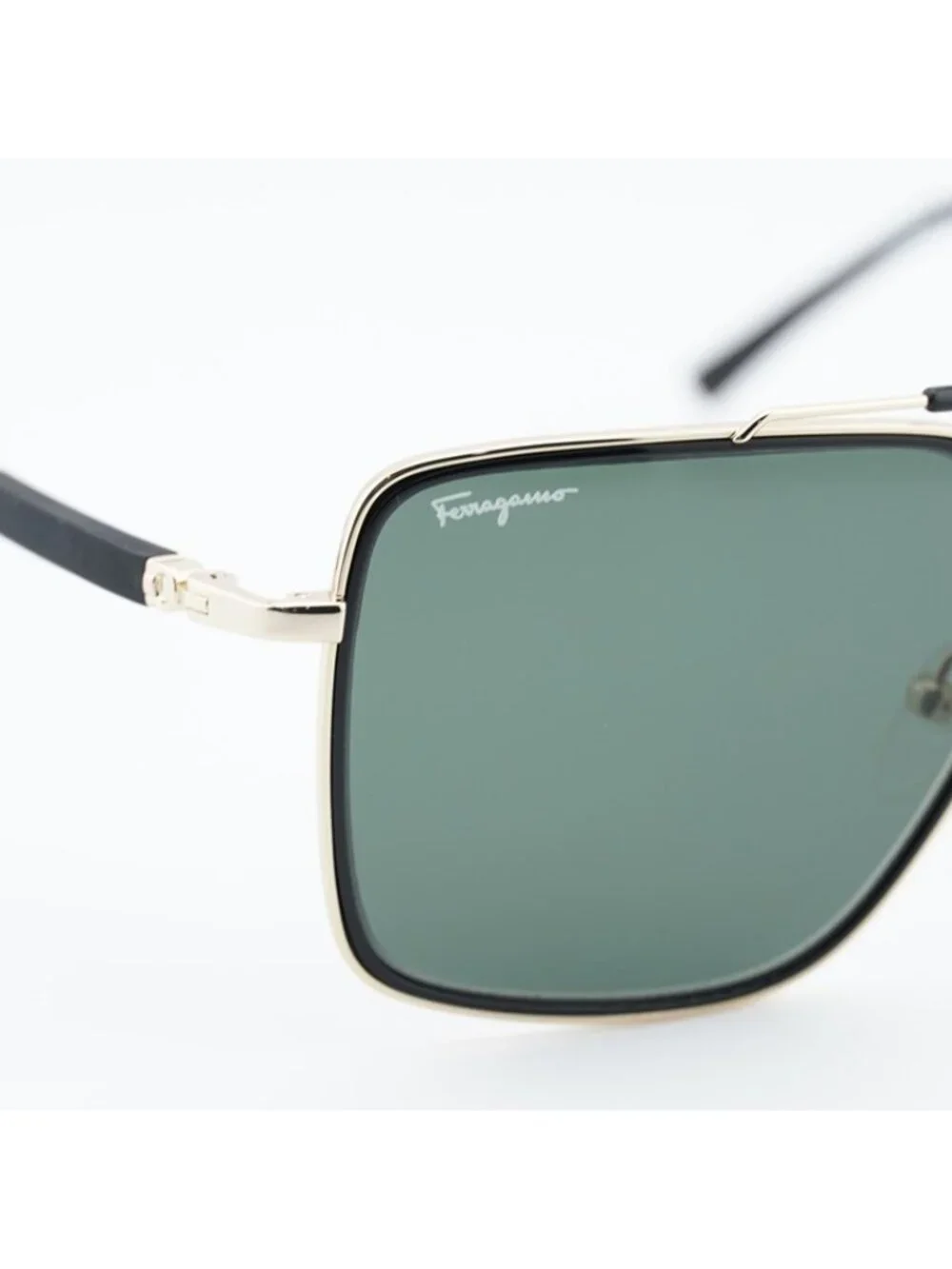 Salvatore Ferragamo SF298S 703 Sunglasses Gold Aviator Frame, Green Lenses